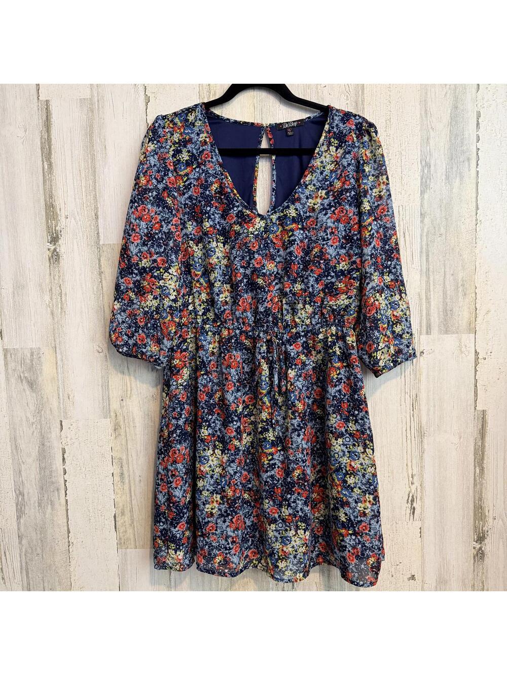 BeBop Women's XL Floral V-Neck Dress Boho